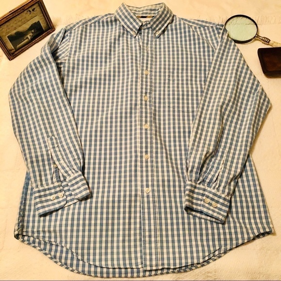 Club Room Shirt Blue and White Check Long Sleeve Button Up Men's size Medium - Picture 9 of 12